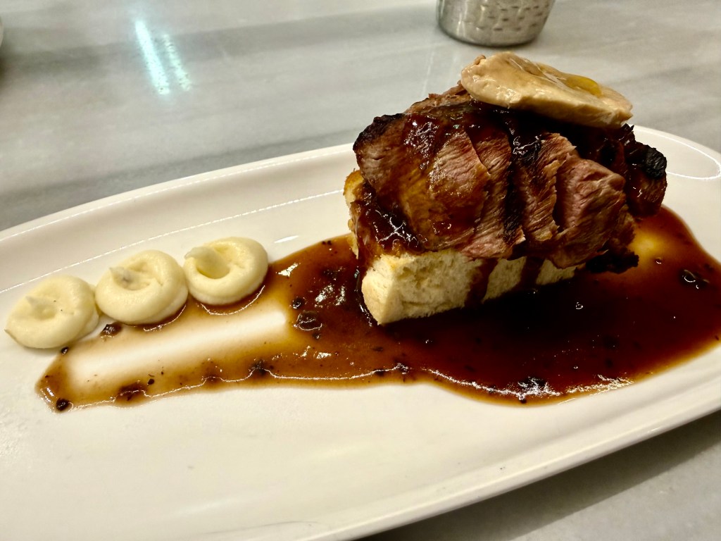 Roasted Rossini Iberian pork with foie gras and creamy papoyo cheese