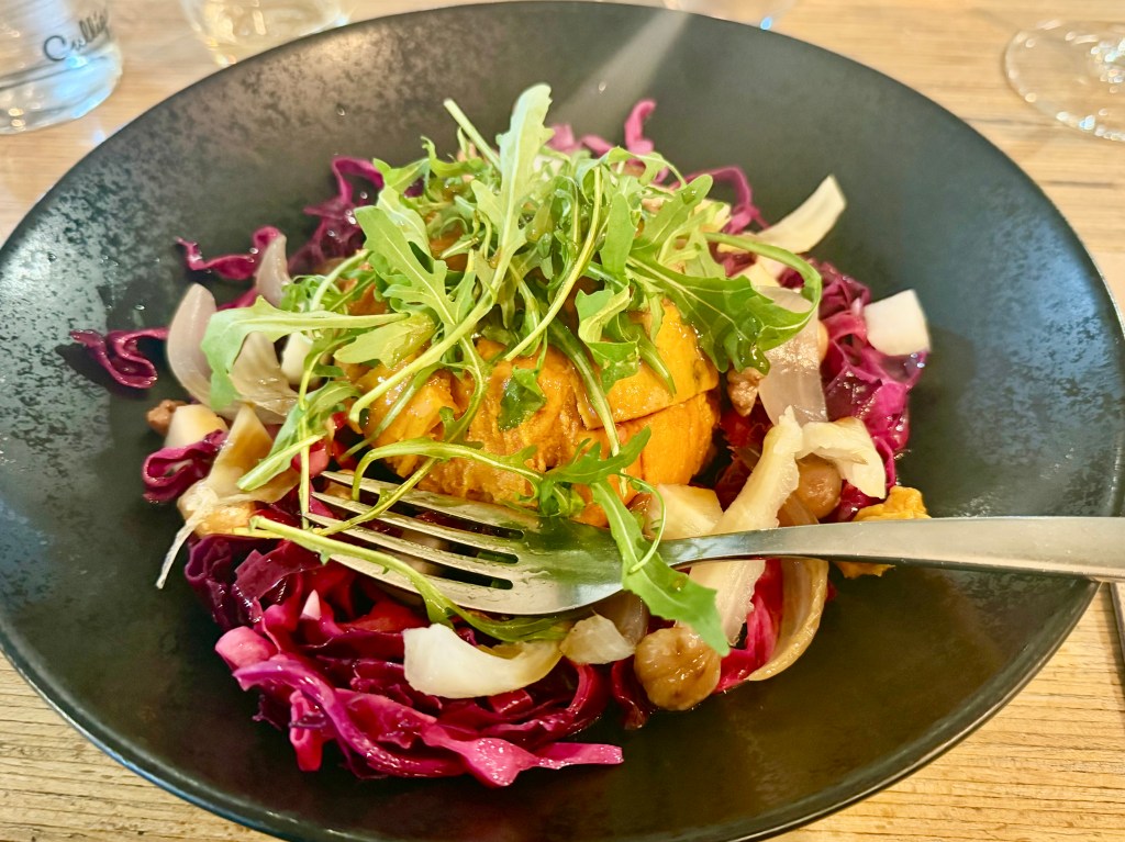 Sweet potato and bitter green salad